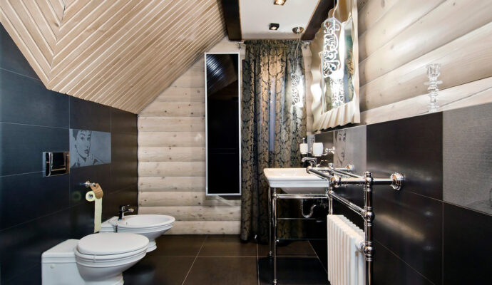 Bathroom in a wooden house